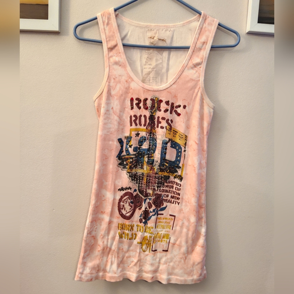 Anama Pink Tie-Dye Graphic Tank Top